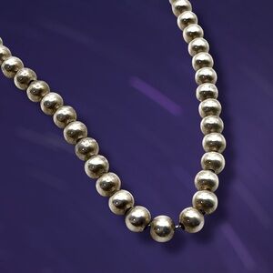 Estate Vintage Sterling Silver Bead Necklace Strung on SS Chain